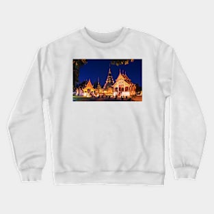 Wat Phra Singh at dusk, Chiang Mai, Thailand Crewneck Sweatshirt